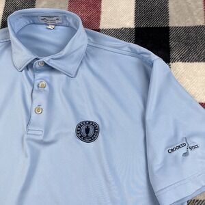 Peter Millar Polo Shirt Mens M Solid Blue Summer Comfort Crooked Stick Golf